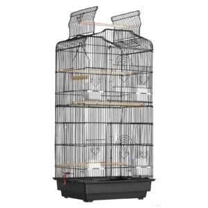 41-inch Open Top Large Parrot Bird Cage, Hanging Bird Cage for Parakeets Finches Canaries Lovebirds Cockatiels Budgies Small Quaker Conures Travel Pet Flight Birdcage with Swing and Perch