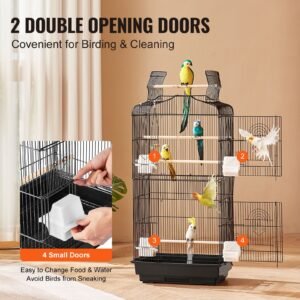 41 inch open top large parrot bird cage, hanging bird cage for parakeets finches canaries lovebirds cockatiels budgies small quaker conures travel pet flight birdcage with swing and perch