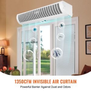 42" commercial indoor air curtain super power 2 speeds 1350cfm, wall mounted air curtains for doors, indoor over door fan with heavy duty limit switch, easy install 110v unheated