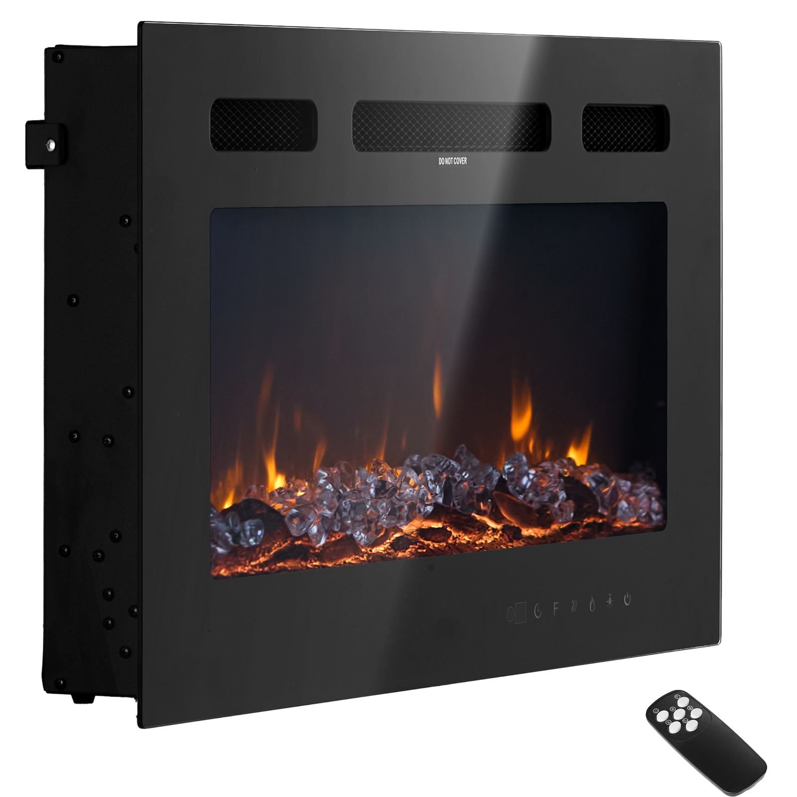 42 inch electric fireplace, wall mounted recessed fire place with remote control, timer, 1500w, adjustable flame color brightness, touch screen, overheat protection, for living room,bedroom