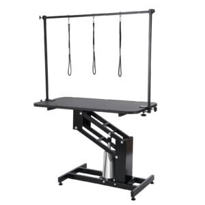 43" Hydraulic Pet Grooming Table, Heavy Duty Dog Grooming Arm for Medium/ Small Dogs, Height Adjustable Dog Grooming Station, Anti Slip Tabletop /Dog Grooming Station, Max Bearing 400LBS