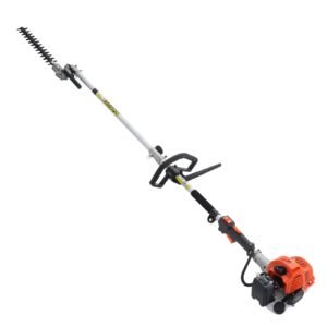 43cc 6 in 1 multi functional trimming tools, gas hedge trimmer, weed eater, string trimmer, brush cutter, edger, pole saw chainsaw pruner with extension pole