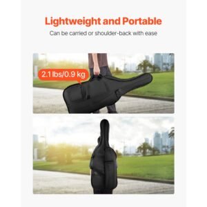 4/4 full size cello case, nylon waterproof, lightweight portable travel carrying bag, with reinforced handle, dual shoulder straps, anti scratch, professional cello shape, for cello, black
