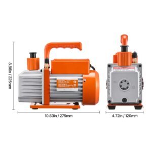 4.5 CFM AC Vacuum Pump and Gauge Set, Single Stage Rotary Vane HVAC Air Vacuum Pump, A/C Refrigerant Manifold Gauge Kit, with Leak Detector Hoses, for R134a, R12, R22, R502a, R410A, R404, R407C