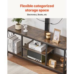 45" tv stand with mount for up to 75 in tvs, entertainment center with power outlet & led lights, height adjustable tv console with mount with 3 tiers storage cabinets for bedroom, living room