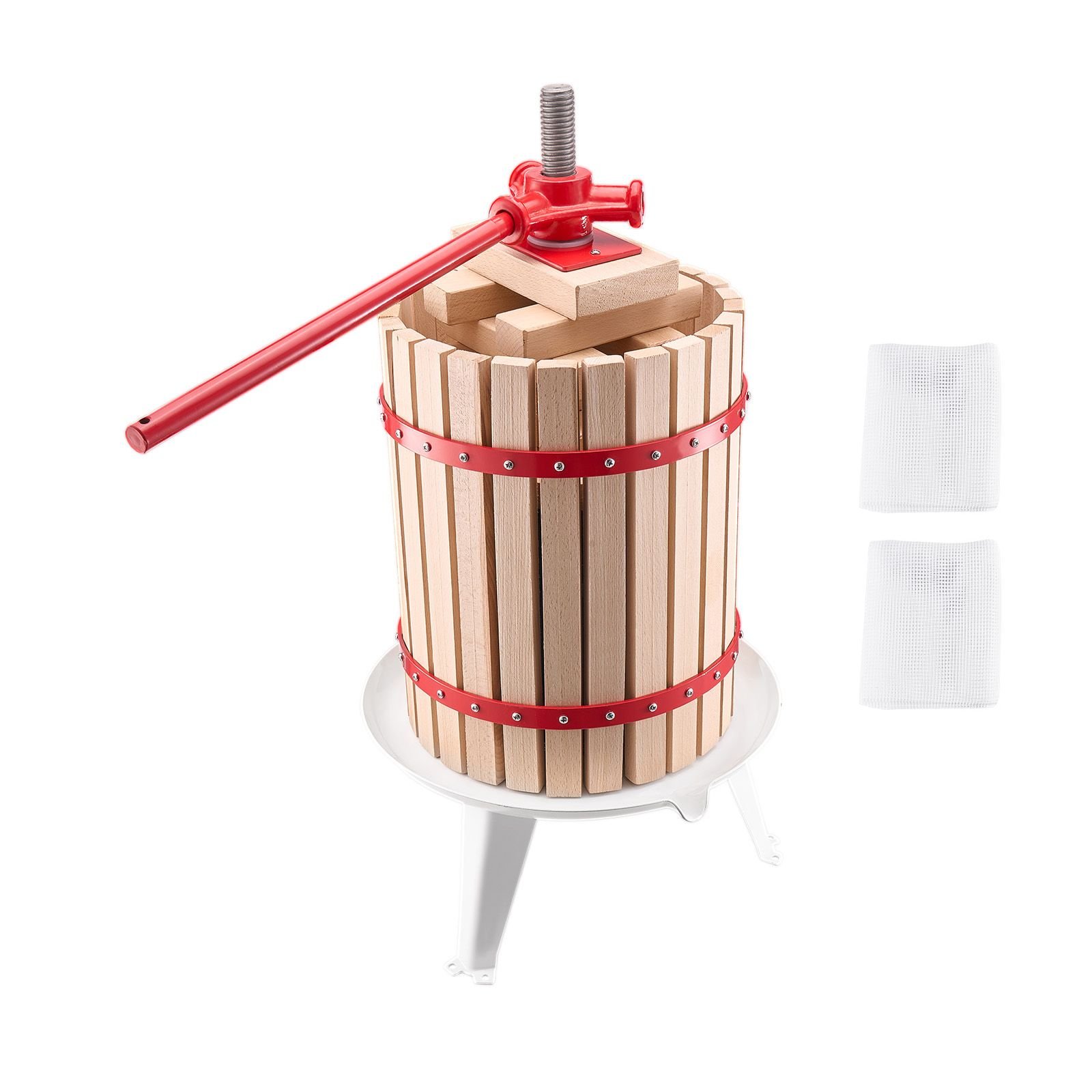 4.75 gal/18l fruit wine press, solid wood basket with 8 blocks, heavy duty manual juice maker, cider apple grape tincture honey olive oil making press with handle for kitchen, home