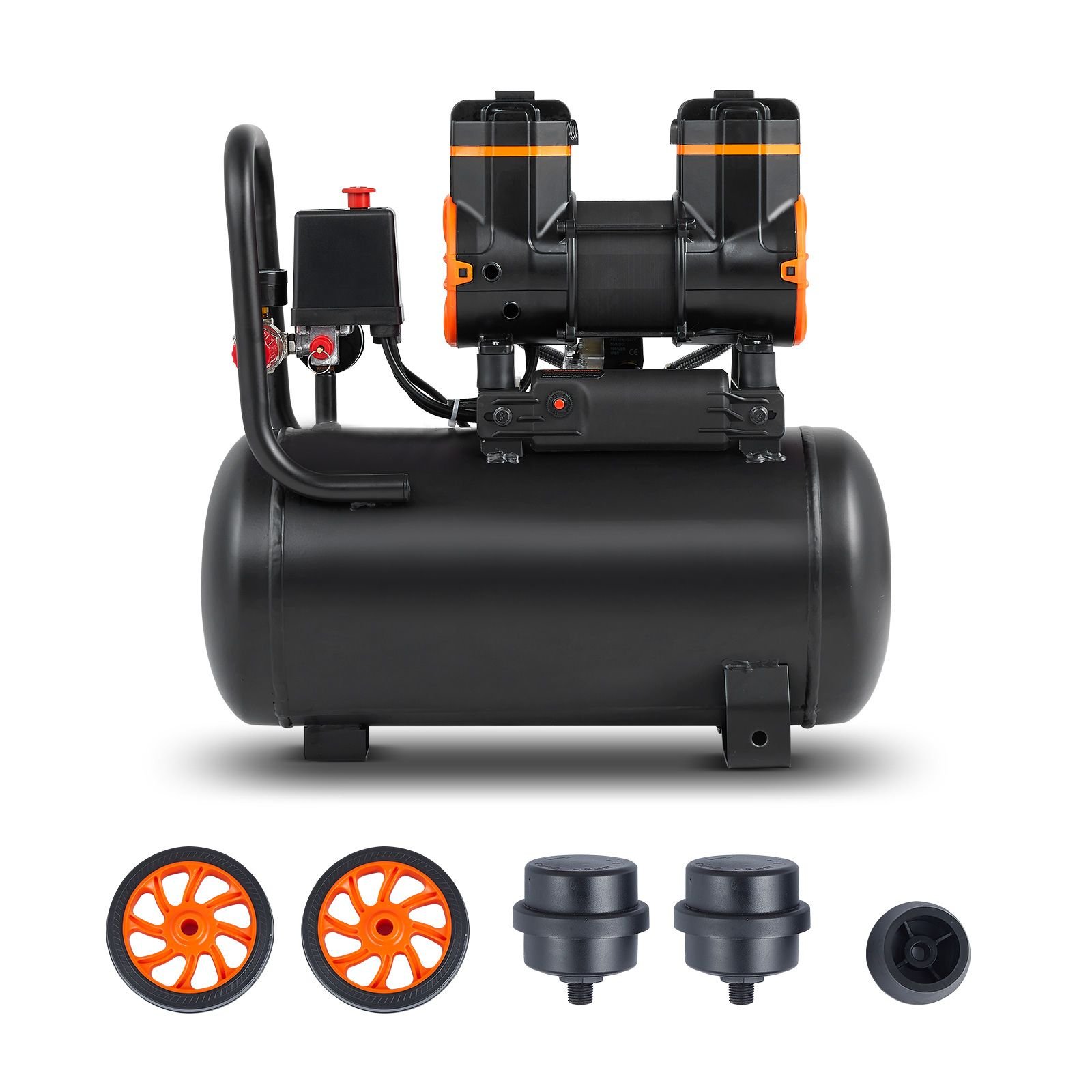 4.8 gallon air compressor, 1.2hp 2.2 cfm@90psi oil free air compressor tank & max. 116psi pressure, 70 db ultra quiet compressor for auto repair, tire inflation, spray painting, woodwork nailing