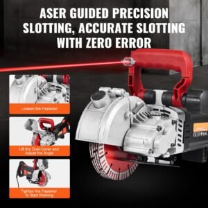 4800w wall chaser 38mm/1.5" cutting width,wall groove cutting machine 52mm/2" cutting depth,wall slotting machine with 5 saw blades 6.3" diameter 5000r/min,one time forming dustless