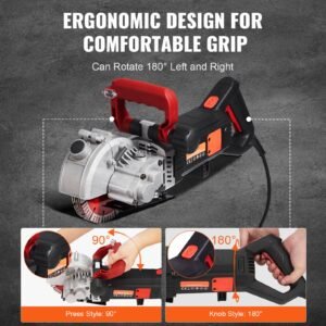 4800w wall chaser 38mm/1.5" cutting width,wall groove cutting machine 52mm/2" cutting depth,wall slotting machine with 5 saw blades 6.3" diameter 5000r/min,one time forming dustless