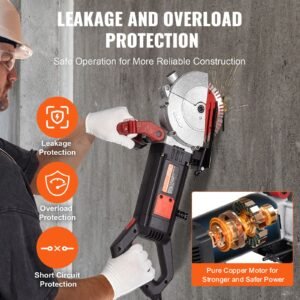 4800w wall chaser 38mm/1.5" cutting width,wall groove cutting machine 52mm/2" cutting depth,wall slotting machine with 5 saw blades 6.3" diameter 5000r/min,one time forming dustless