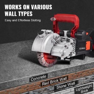 4800w wall chaser 38mm/1.5" cutting width,wall groove cutting machine 52mm/2" cutting depth,wall slotting machine with 5 saw blades 6.3" diameter 5000r/min,one time forming dustless