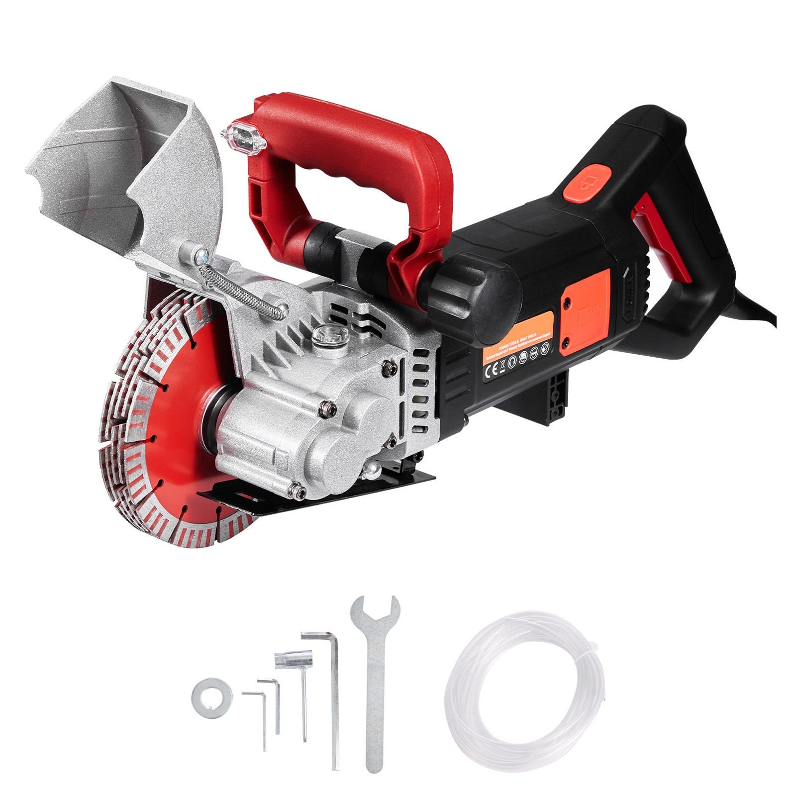 4800w wall chaser 38mm/1.5" cutting width,wall groove cutting machine 52mm/2" cutting depth,wall slotting machine with 5 saw blades 6.3" diameter 5000r/min,one time forming dustless