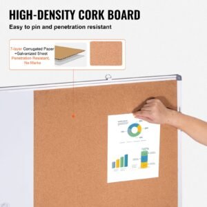 48"x 36" whiteboard & cork board combo with aluminum frame – 2 in 1 magnetic dry erase bulletin board for wall mount – ideal for school, home, office