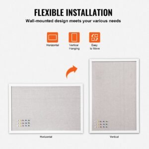 48"x36" white cork board with linen surface – stylish wall mounted bulletin board for home, school, office – elegant & functional noticeboard