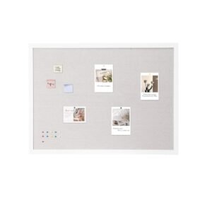 48"x36" White Cork Board with Linen Surface – Stylish Wall-Mounted Bulletin Board for Home, School, Office – Elegant & Functional Noticeboard