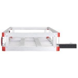 49.4 x 22.4 x 7.1 in hitch cargo carrier, 500lbs loading capacity trailer hitch mounted cargo basket, rust proof aluminum luggage carrier rack fits 2" hitch receiver for suv truck pickup camping