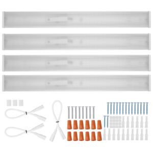 4FT LED Wraparound Light, 50W, 5500LM Flush Mount LED Shop Light, 4 Pack 6500K Daylight LED Kitchen Ceiling Lighting Fixtures, for Garage Office Laundry Fluorescent Tube Replacement, FCC