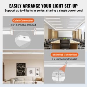 4ft led wraparound light, 50w, 5500lm flush mount led shop light, 4 pack 6500k daylight led kitchen ceiling lighting fixtures, for garage office laundry fluorescent tube replacement, fcc