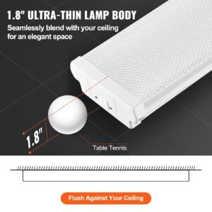4ft led wraparound light, 50w, 5500lm flush mount led shop light, 4 pack 6500k daylight led kitchen ceiling lighting fixtures, for garage office laundry fluorescent tube replacement, fcc