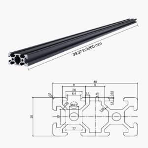 4pcs 39.4 in (1000mm) t slot 2040 aluminum extrusion profile, european standard anodized linear rail, high strength extruded aluminum rail for 3d printer, cnc machine diy, laser engraving, black