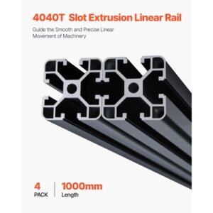 4pcs 39.4 in (1000mm) t slot 4040 aluminum extrusion profile, european standard anodized linear rail, high strength extruded aluminum rail for 3d printer, cnc machine diy, laser engraving, black