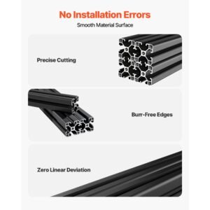 4pcs 4040 aluminum extrusion profile, 15.75 inch 400 mm, t slot european standard anodized linear rail, high strength extruded aluminum rail, for 3d printer parts and cnc diy workbench, black
