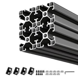 4PCS 4040 Aluminum Extrusion Profile, 15.75 Inch 400 mm, T Slot European Standard Anodized Linear Rail, High-Strength Extruded Aluminum Rail, for 3D Printer Parts and CNC DIY Workbench, Black