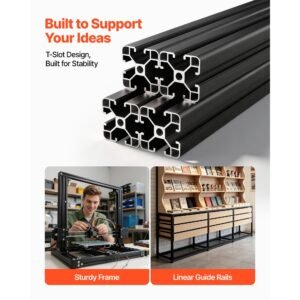 4pcs 4040 aluminum extrusion profile, 15.75 inch 400 mm, t slot european standard anodized linear rail, high strength extruded aluminum rail, for 3d printer parts and cnc diy workbench, black
