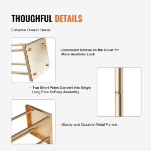 4pcs gold metal column wedding flower stand, 23.6inch high with metal laminate, vase geometric centerpiece stands, cylindrical floral display rack for events reception, party road leads