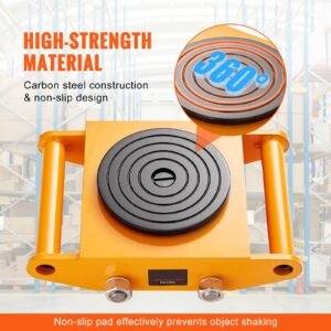 4pcs machinery skate dolly, 26455lbs/12t industrial machinery mover, heavy duty carbon steel machinery moving skate & 4 carbon steel wheels and 360° rotation non slip cap for warehouse, factory