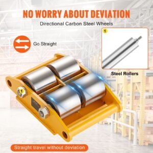 4pcs machinery skate dolly, 26455lbs/12t industrial machinery mover, heavy duty carbon steel machinery moving skate & 4 carbon steel wheels and 360° rotation non slip cap for warehouse, factory