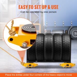 4pcs machinery skate dolly, 26455lbs/12t industrial machinery mover, heavy duty carbon steel machinery moving skate & 4 carbon steel wheels and 360° rotation non slip cap for warehouse, factory