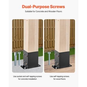 4x4 post base 10 pcs, inner size 3.6x3.6 inch / 91.44x91.44 mm post brackets, heavy duty carbon steel decking posts, wood posts brackets for pavilion deck railing support deck base plate, black