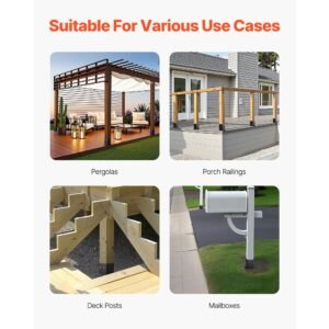 4x4 post base 10 pcs, inner size 3.6x3.6 inch / 91.44x91.44 mm post brackets, heavy duty carbon steel decking posts, wood posts brackets for pavilion deck railing support deck base plate, black
