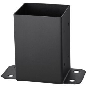 4x4 post base 2 pcs, inner size 3.6"x3.6" post base brackets, heavy duty powder coated post anchor matte black wood post brackets for pavilion deck railing support deck base plate