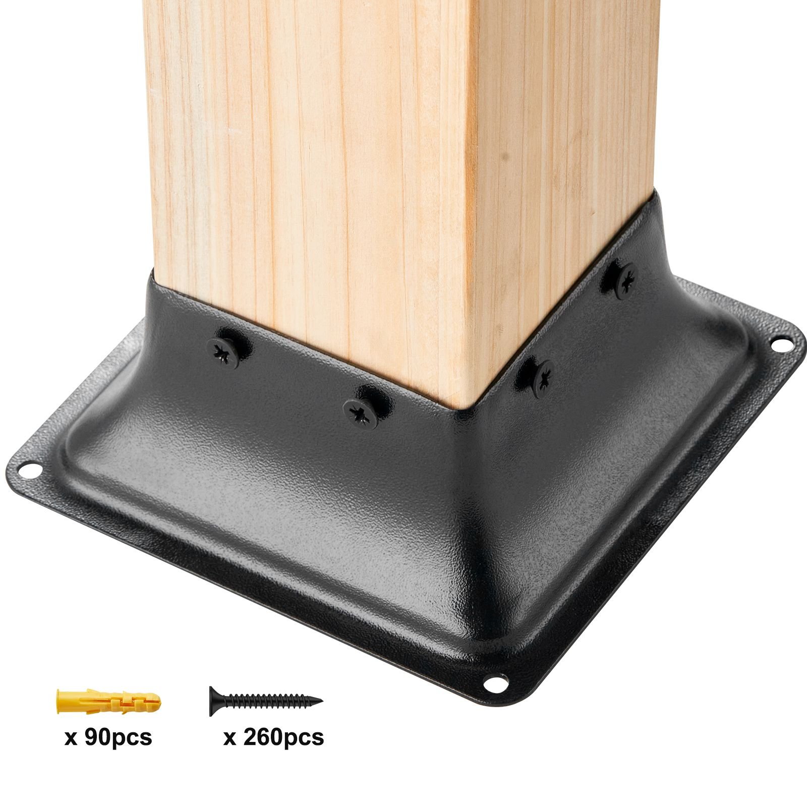 4x4 post base 20pcs, internal 3.6"x3.6" heavy duty powder coated steel post bracket fit for standard wood post anchor, decking post base for deck porch handrail railing support