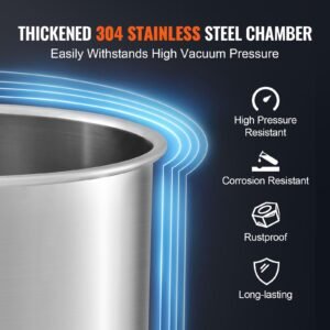 5 gallon vacuum chamber, upgraded tempered glass lid vacuum degassing chamber, 304 stainless steel chamber, for stabilizing wood, resin degassing, silicone degassing and plaster degassing