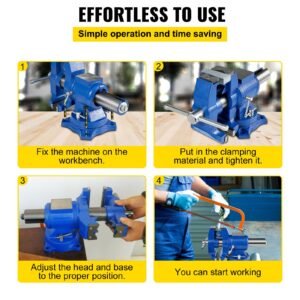 5" heavy duty bench vise, double swivel rotating vise head/body rotates 360°,pipe vise bench vices 30kn clamping force,for clamping fixing equipment home or industrial use
