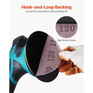 5 inch mesh abrasive sanding discs 50pcs, grit 80/120/180/240/320 assorted anti clogging ceramic mesh sandpapers, hook and loop sanding discs for metal wood plaster, car body, paint removal