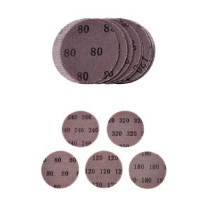5 inch mesh abrasive sanding discs 50pcs, grit 80/120/180/240/320 assorted anti clogging ceramic mesh sandpapers, hook and loop sanding discs for metal wood plaster, car body, paint removal