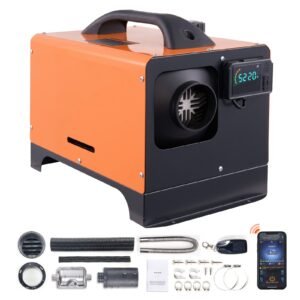 5 kw diesel air heater, bluetooth app control all on one diesel heater with automatic altitude adjustment, remote control and lcd, portable parking heater for rv trailer camper van boat