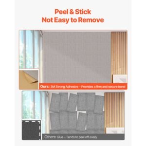 5 pack acoustic panels with self adhesive, 47.2 x 23.6 x 0.4 inch sound proof foam panels, polyester fiber soundproof wall panels high density, for home, studio, office, theater, camel
