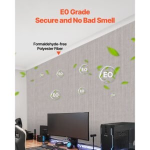 5 pack acoustic panels with self adhesive, 47.2 x 23.6 x 0.4 inch sound proof foam panels, polyester fiber soundproof wall panels high density, for home, studio, office, theater, camel