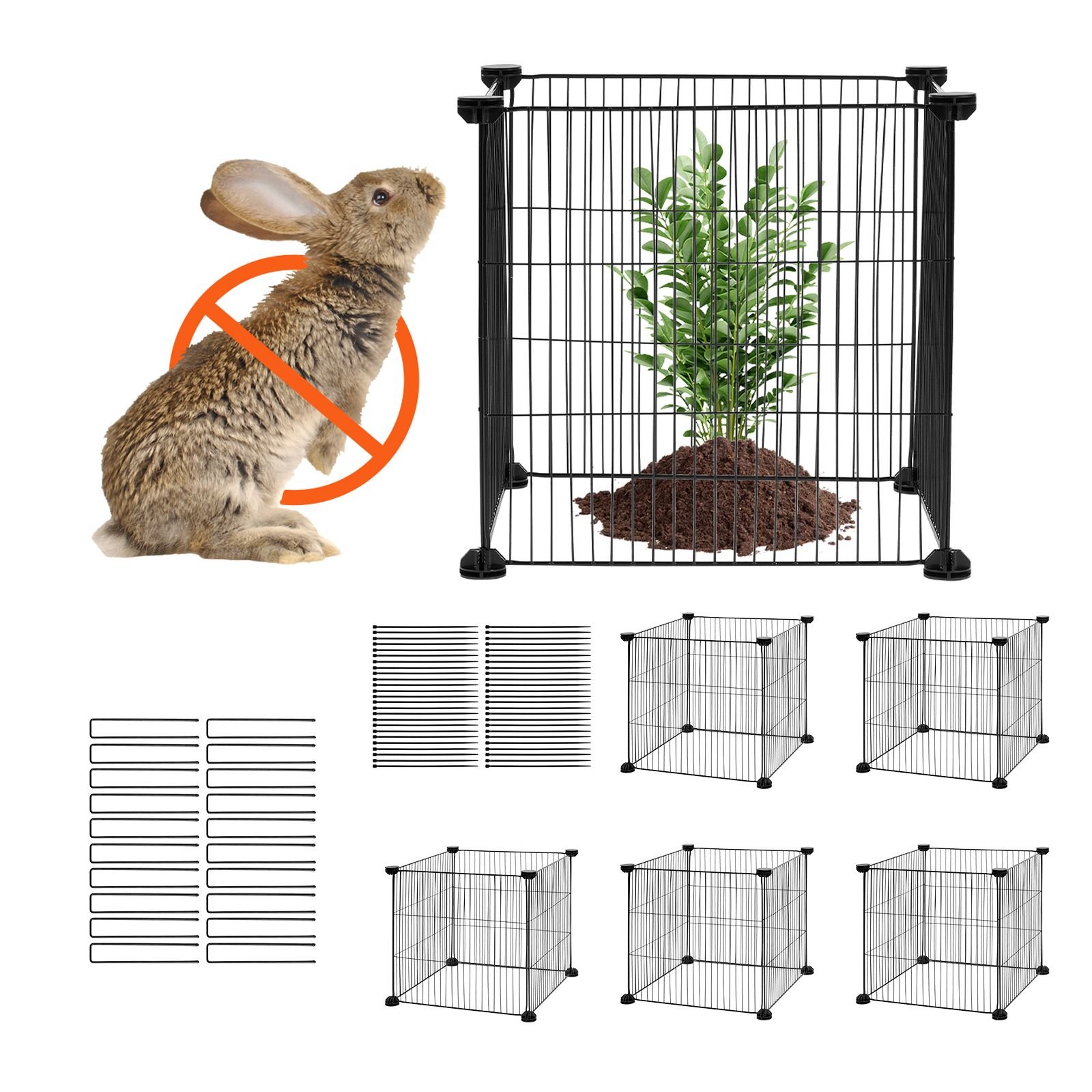5 pack plant protector from animals, 15.35'' x 15.35'' chicken wire plant protector, plant cages for outdoor plants, flowers & vegetables, keeps bunny chicken squirrels out, 20pcs metal mesh