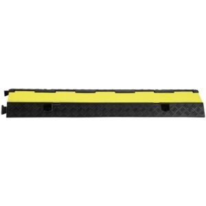 5-Piece Rubber Cable Guard, Dual Channel, 12000 lbs per Axle Load Capacity, Durable Hose & Wire Protection Ramp for Driveways, with Easy Access Top & 50 ft Caution Tape for Both Indoor & Outd