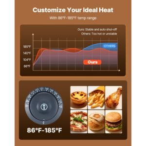 5 tier commercial food warmer display, 800w food display warmer with led light, adjustable shelf and stainless steel frame, 86 185 f air heating, 60l for hamburger, pizza, bread, fried chicken
