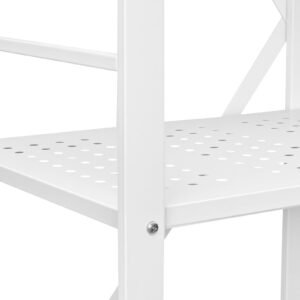 5 tier foldable storage shelf, 28 w x 15d x 64h inch folding metal rack shelving unit, no assembly organizer shelf with 5 wheels & 4 hooks for pantry, kitchen, garage, basement, white