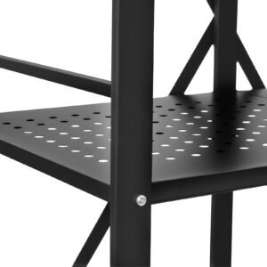 5 tier foldable storage shelf, 28w x 15d x 64h inch folding metal rack shelving unit, no assembly organizer shelf with 5 wheels & 4 hooks for pantry, kitchen, garage, basement, black