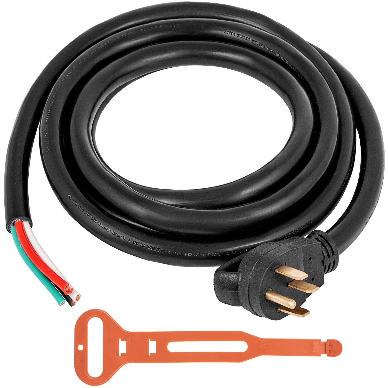 50' 50a rv camp power cord generator cord 6/3 + 8/1 awg nema 14 50p to bare wire