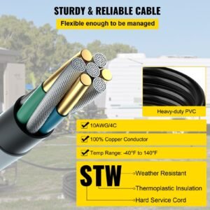 50 ft 30 amp generator extension cord sjtw 10 awg 4 prong, nema l14 30p 125/250v heavy duty generator power cord with twist lock connector